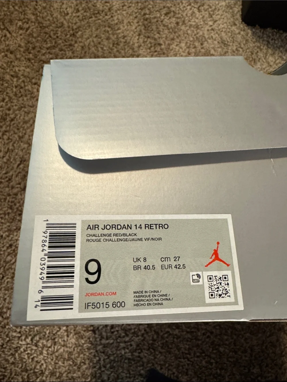 Jordan Men’s Red and Black Suede Sneakers